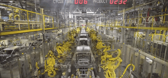 robot assembly line pabrik mobil